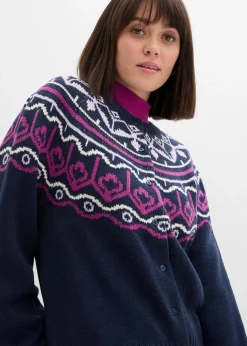 Oversize Norweger-Strickjacke|bonprix New