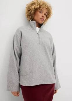 bonprix Sweat|Zweiteiler & Sets|Oversize Pullover in Wolloptik schattengrau meliert
