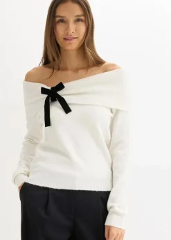 bonprix Bekleidung·Umstandsmode|Bekleidung·Jeans|Oversize Pullover mit Camrenausschnitt wollweiß