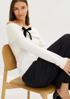 bonprix Bekleidung·Umstandsmode|Bekleidung·Jeans|Oversize Pullover mit Camrenausschnitt wollweiß