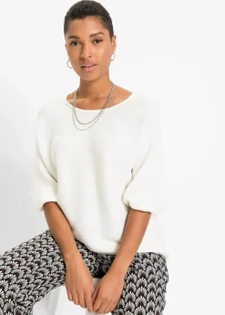 Oversize Ripp-Pullover aus Viskose-Mix|bonprix Outlet