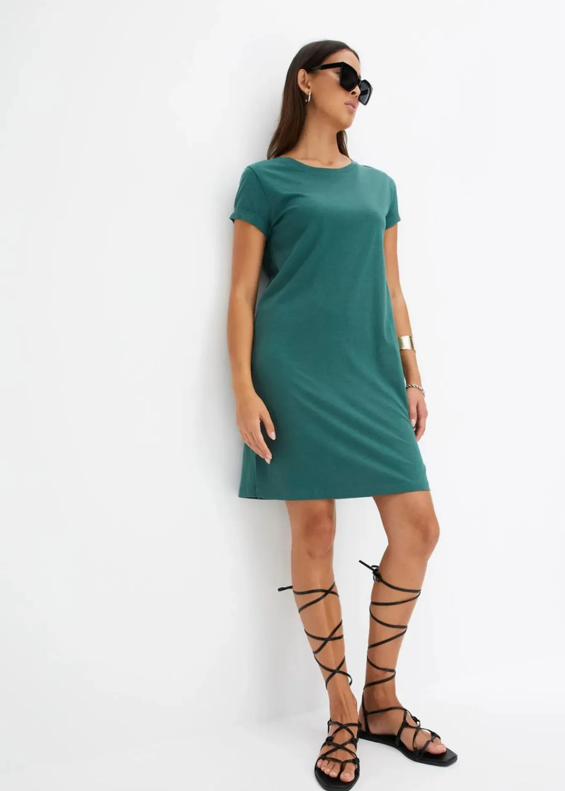 bonprix Kleider|Nachhaltigere Materialien|Oversize Shirtkleid mattgrün