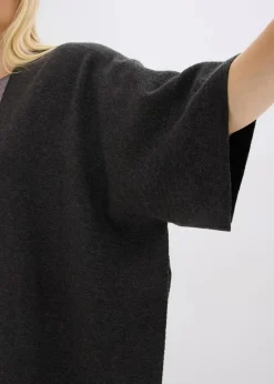 bonprix Jacken & Mäntel|Bekleidung·Hosen|Oversize Strick-Cape anthrazit meliert