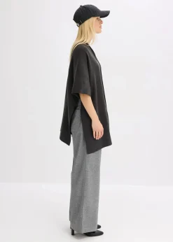 bonprix Jacken & Mäntel|Bekleidung·Hosen|Oversize Strick-Cape anthrazit meliert