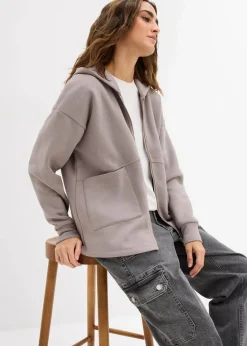 bonprix Nachhaltigere Materialien|Sweat|Oversize Sweatjacke grau