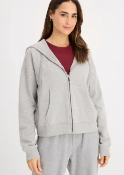 bonprix Nachhaltigere Materialien|Sweat|Oversize Sweatjacke hellgrau meliert meliert