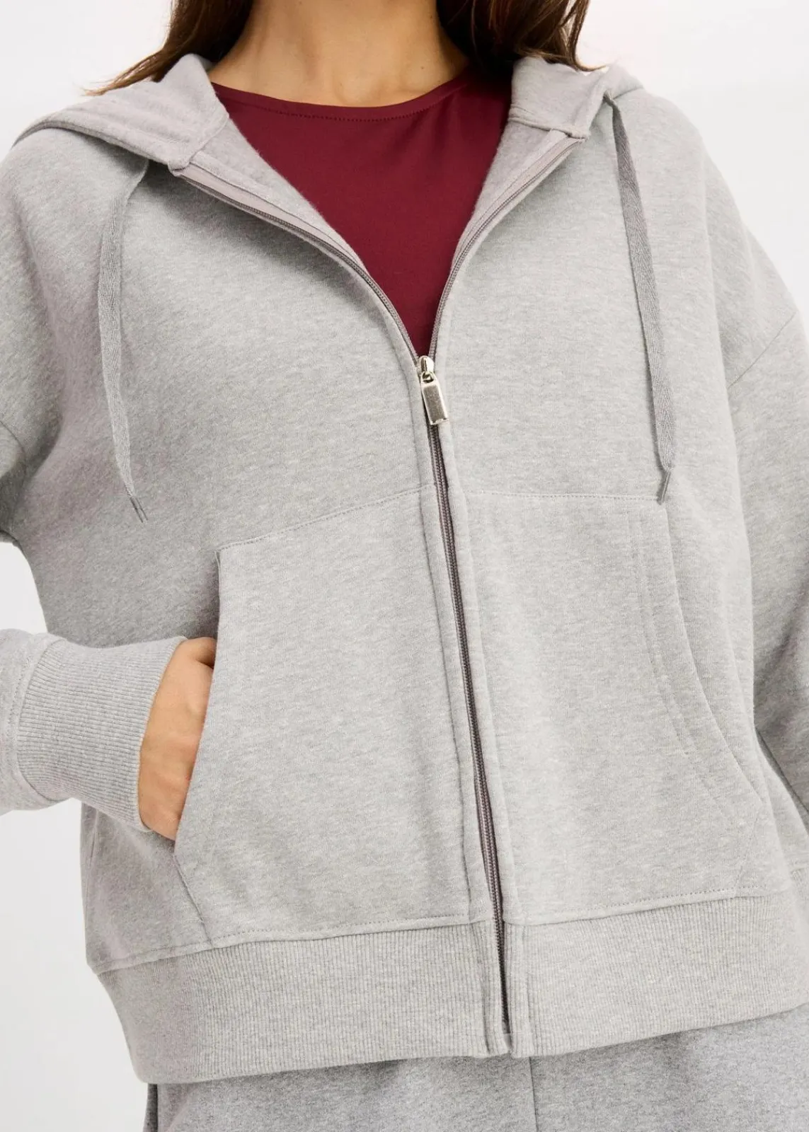 bonprix Nachhaltigere Materialien|Sweat|Oversize Sweatjacke hellgrau meliert meliert