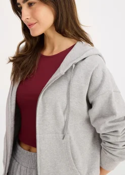 bonprix Nachhaltigere Materialien|Sweat|Oversize Sweatjacke hellgrau meliert meliert