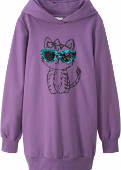 bonprix Mädchen 9-16 Jahre·Kleider & Jumpsuits|Mädchen 2-8 Jahre·Nachhaltigere Materialien|Oversize Sweatkleid aus reiner Bio-Baumwolle ultraviolett