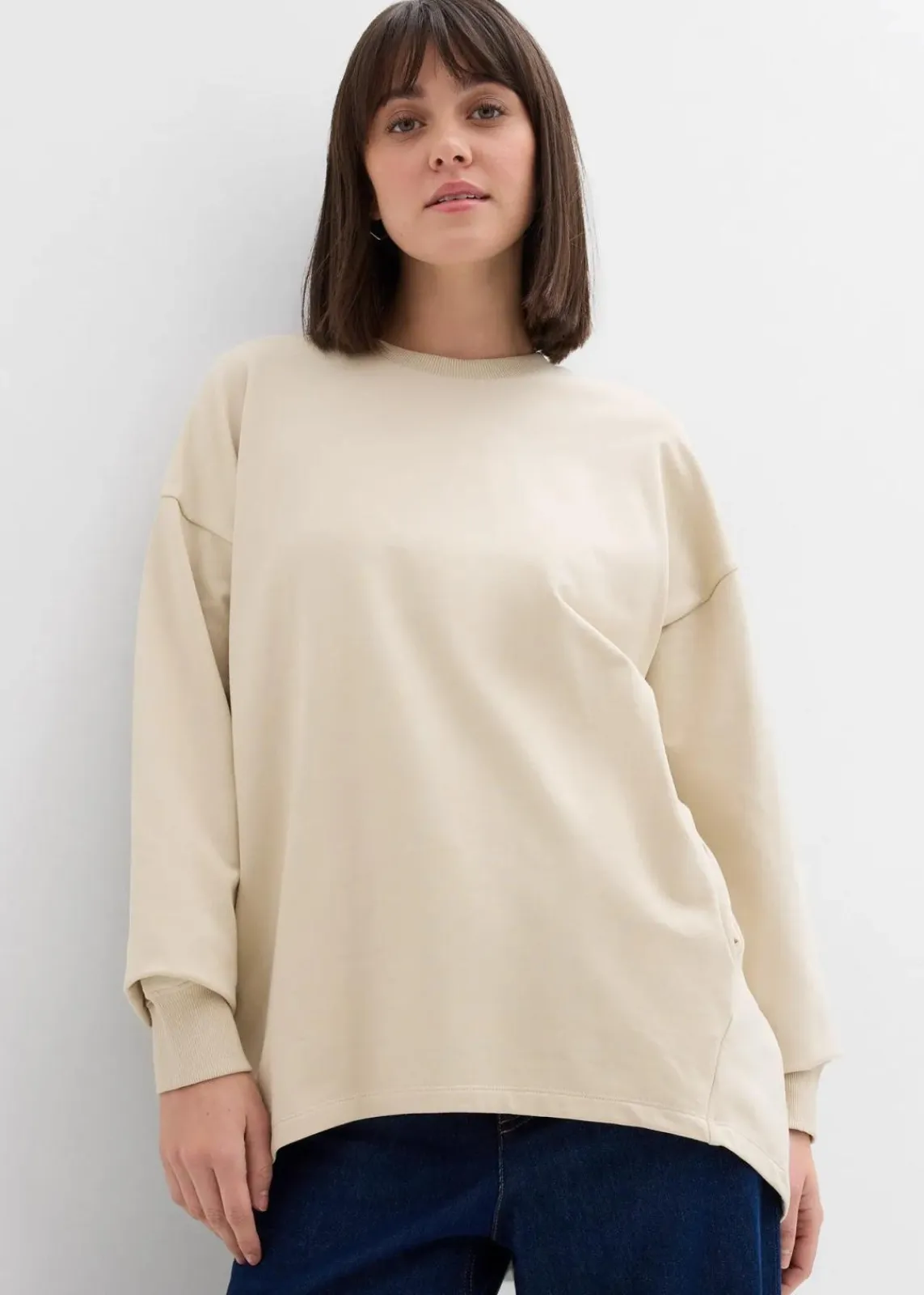 bonprix Sweat|Bekleidung·Blusen & Tuniken|Oversize Sweatshirt hellsand
