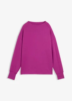 bonprix Sweat|Basics|Oversize Sweatshirt aus weichem Scuba dunkelfuchsia