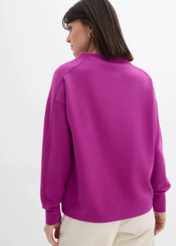 bonprix Sweat|Basics|Oversize Sweatshirt aus weichem Scuba dunkelfuchsia