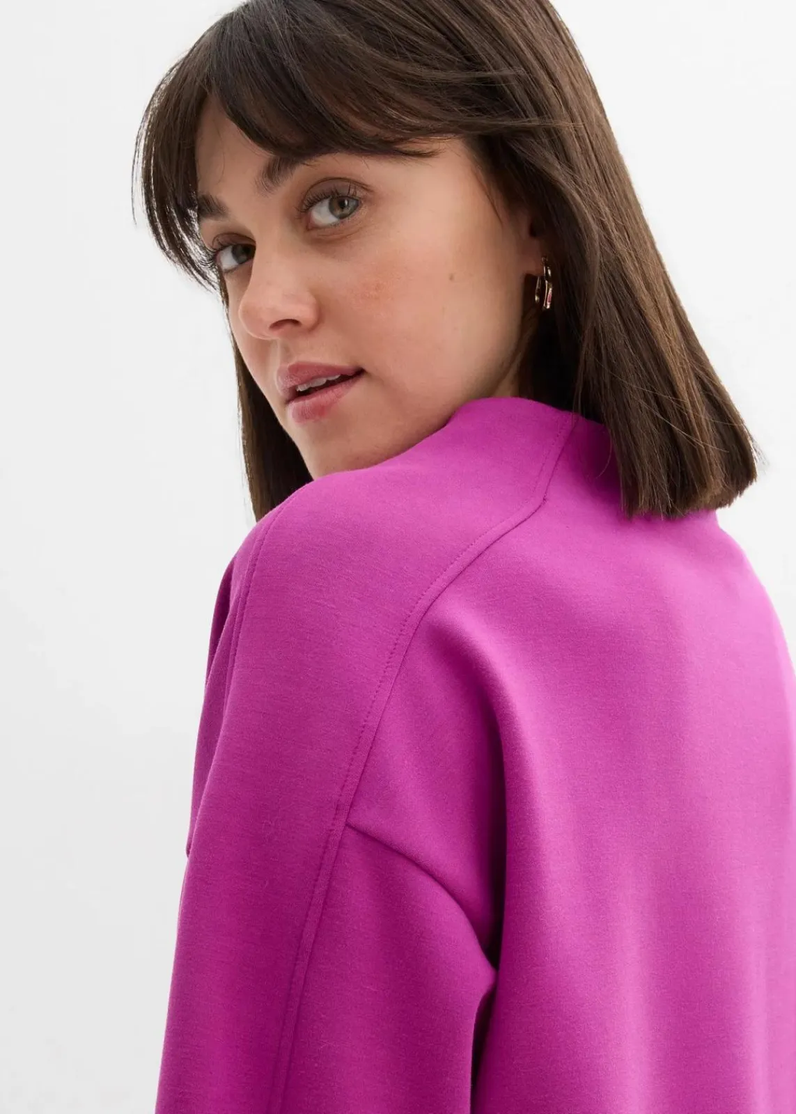 bonprix Sweat|Basics|Oversize Sweatshirt aus weichem Scuba dunkelfuchsia