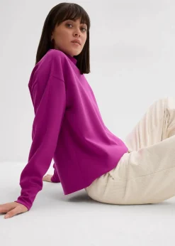 bonprix Sweat|Basics|Oversize Sweatshirt aus weichem Scuba dunkelfuchsia