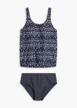 bonprix Nachhaltigere Materialien|Tankinis|Oversize Tankini (2-tlg.Set) anthrazit/lachs graphisch bedruckt
