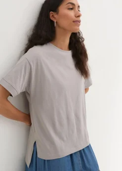 bonprix Shirts & Tops|Nachhaltigere Materialien|Oversize T-Shirt aus reiner Baumwolle schattengrau