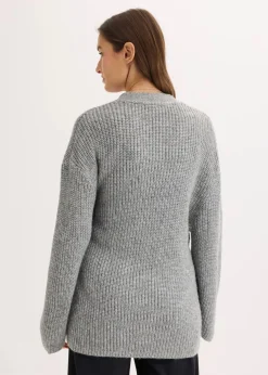 bonprix Bekleidung·Jeans|Pullover & Strickjacken|Oversize Wickelcardigan grau meliert