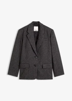 bonprix Bekleidung·Basics|Blazer|Oversize-Blazer aus feinem Viskose-Mix grau meliert meliert
