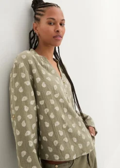 bonprix Bekleidung·Jacken & Mäntel|Blusen & Tuniken|Oversize-Bluse aus luftigem Musselin oliv paisley