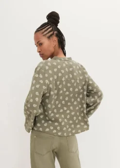 bonprix Bekleidung·Jacken & Mäntel|Blusen & Tuniken|Oversize-Bluse aus luftigem Musselin oliv paisley