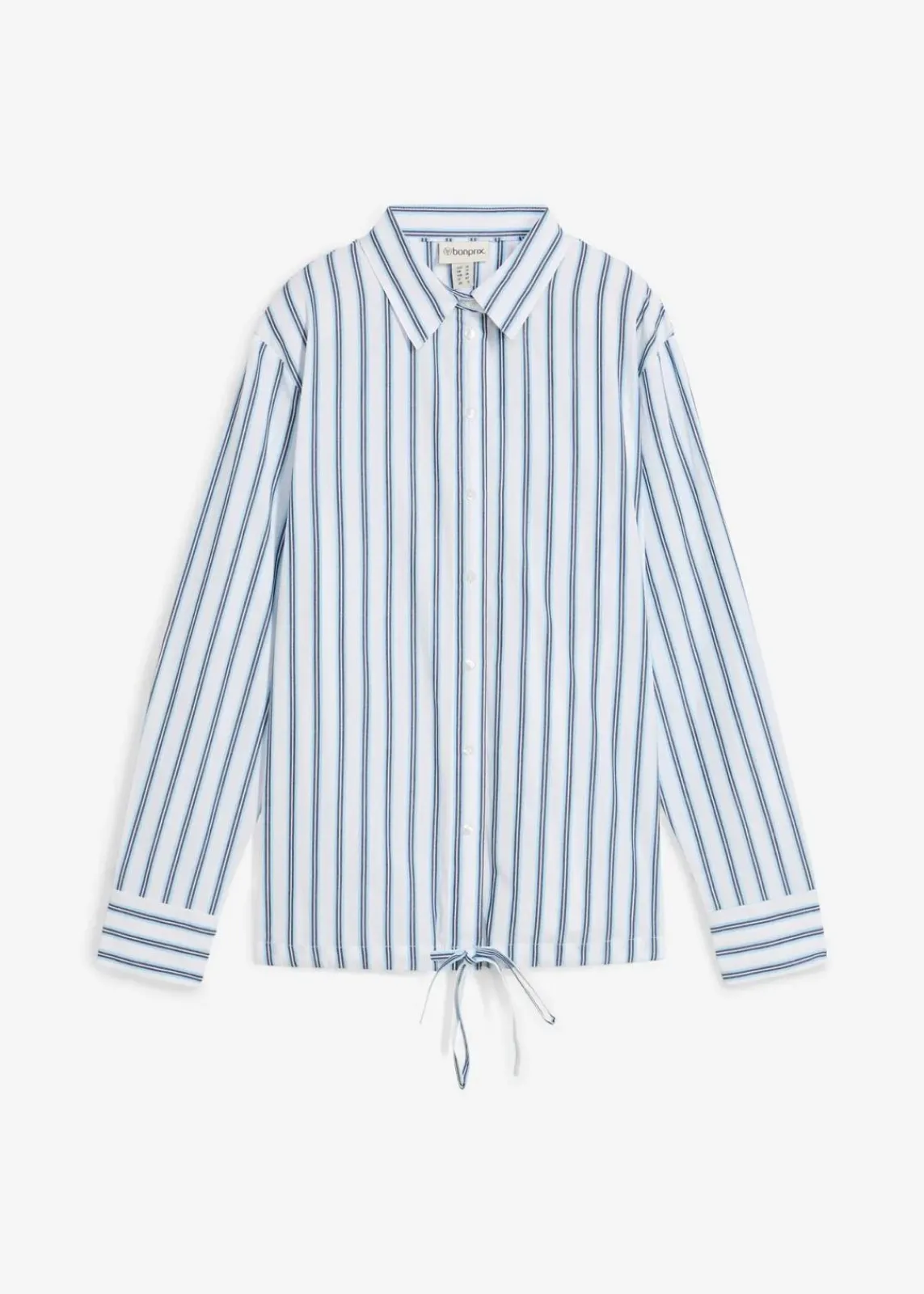 bonprix Bekleidung·Jacken & Mäntel|Zweiteiler & Sets|Oversize-Bluse aus reiner Baumwolle weiß/eisblau längs gestreift