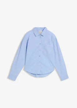 bonprix Mädchen 9-16 Jahre·Shirts & Blusen|Oversize-Bluse aus reiner Baumwolle perlblau