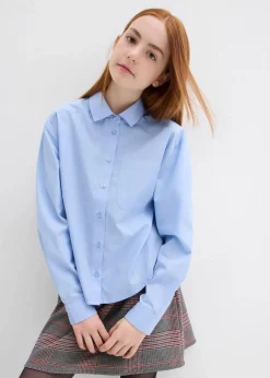 bonprix Mädchen 9-16 Jahre·Shirts & Blusen|Oversize-Bluse aus reiner Baumwolle perlblau