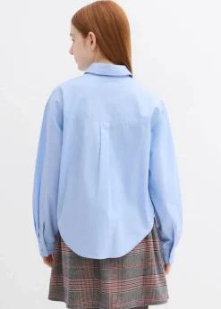 bonprix Mädchen 9-16 Jahre·Shirts & Blusen|Oversize-Bluse aus reiner Baumwolle perlblau