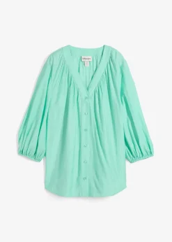 bonprix Blusen & Tuniken|Oversize-Bluse aus softem Viskose-Mix mentholblau