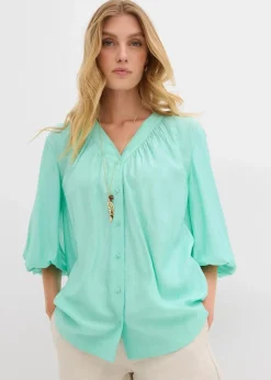 bonprix Blusen & Tuniken|Oversize-Bluse aus softem Viskose-Mix mentholblau