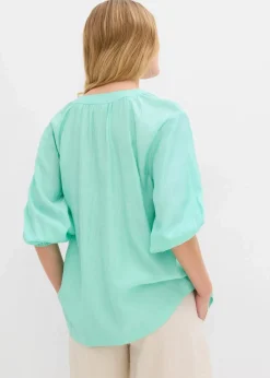 bonprix Blusen & Tuniken|Oversize-Bluse aus softem Viskose-Mix mentholblau