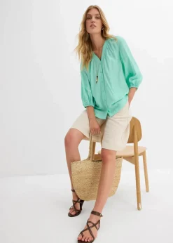 bonprix Blusen & Tuniken|Oversize-Bluse aus softem Viskose-Mix mentholblau