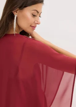 bonprix Bekleidung·Jacken & Mäntel|Festliche Mode|Oversize-Bluse mit Pailletten-Einsatz rubinrot
