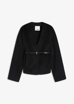 Oversized Blazer mit Gürtel in Wolloptik, ungefüttert|bonprix Online