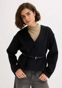 Oversized Blazer mit Gürtel in Wolloptik, ungefüttert|bonprix Online