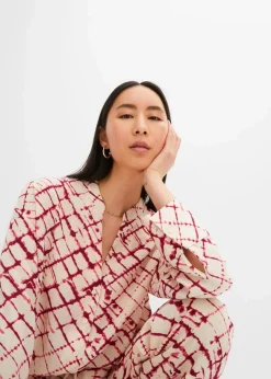 bonprix Bekleidung·Jacken & Mäntel|Blusen & Tuniken|Oversized Bluse violett/natur batik