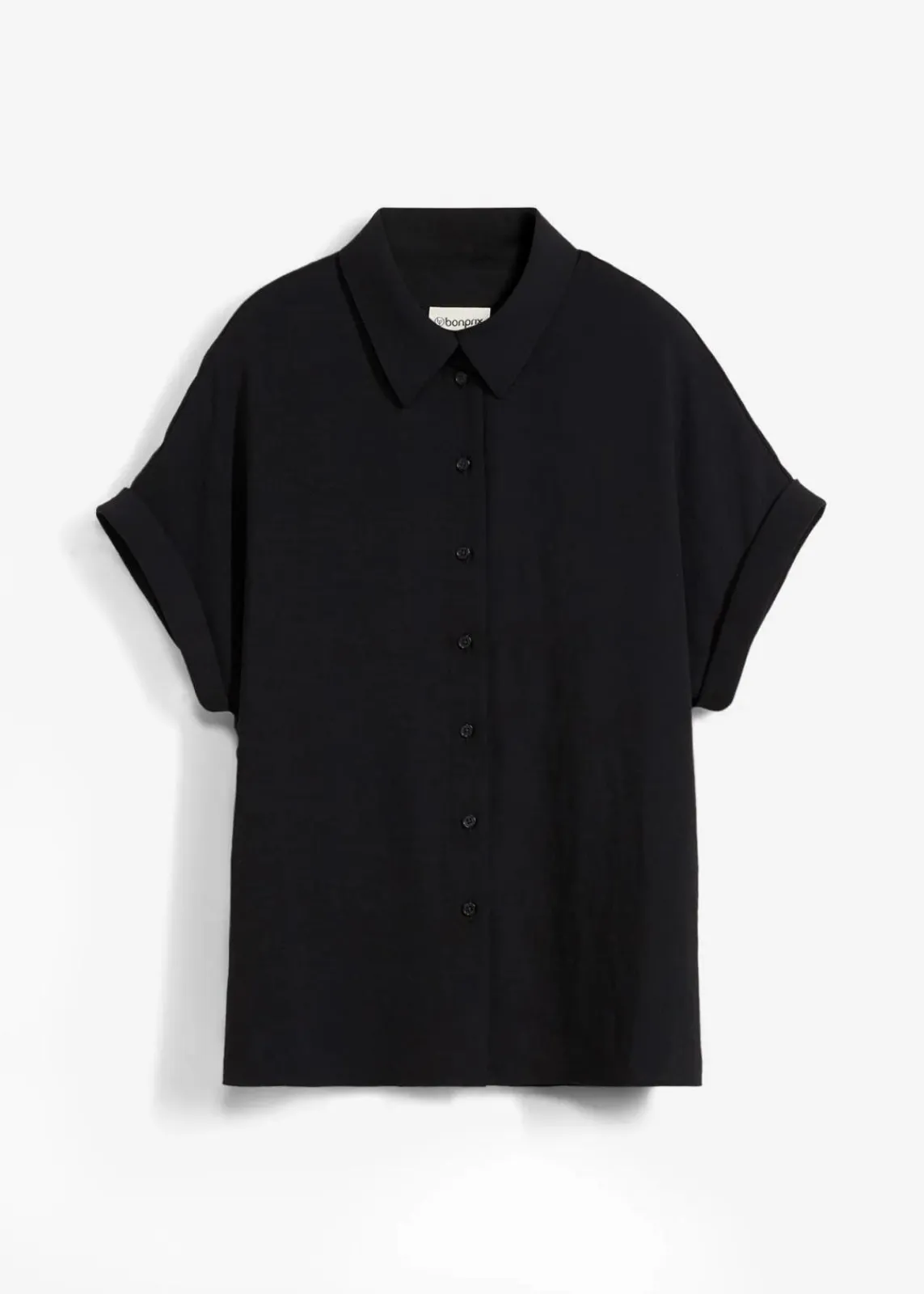 bonprix Zweiteiler & Sets|Blusen & Tuniken|Oversized Bluse aus strukturiertem Crêpe schwarz