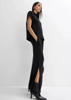 bonprix Zweiteiler & Sets|Blusen & Tuniken|Oversized Bluse aus strukturiertem Crêpe schwarz