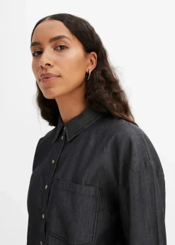 bonprix Bekleidung·Jacken & Mäntel|Nachhaltigere Materialien|Oversized Jeanshemd aus Bio-Baumwolle dunkelgrau denim
