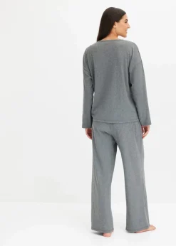 bonprix Homewear|Nachtwäsche|Oversized Loungewear Hausanzug aus weicher Rippe grau meliert