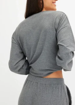 bonprix Homewear|Nachtwäsche|Oversized Loungewear Hausanzug aus weicher Rippe grau meliert