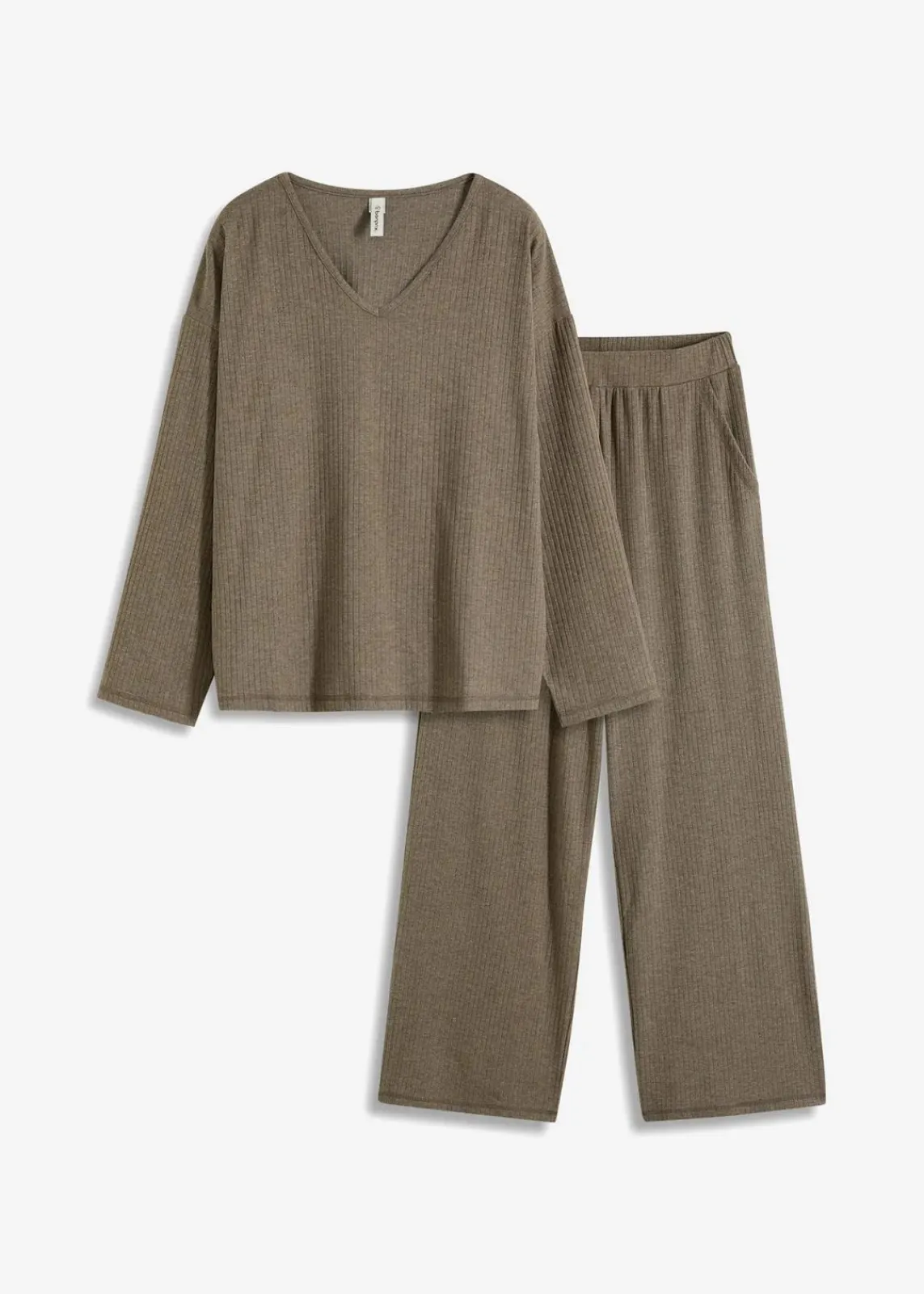 bonprix Wäsche·Homewear|Wäsche·Nachtwäsche|Oversized Loungewear Hausanzug aus weicher Rippe braun meliert