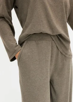 bonprix Wäsche·Homewear|Wäsche·Nachtwäsche|Oversized Loungewear Hausanzug aus weicher Rippe braun meliert