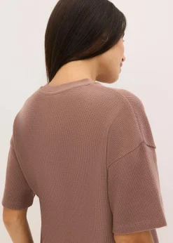 bonprix Wäsche·Homewear|Wäsche·Nachtwäsche|Oversized Loungewear Shorty Hausanzug aus Waffeljersey matt braun