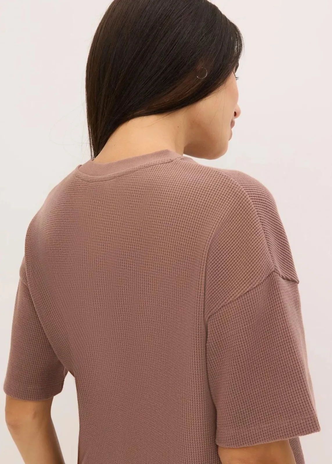 bonprix Wäsche·Homewear|Wäsche·Nachtwäsche|Oversized Loungewear Shorty Hausanzug aus Waffeljersey matt braun