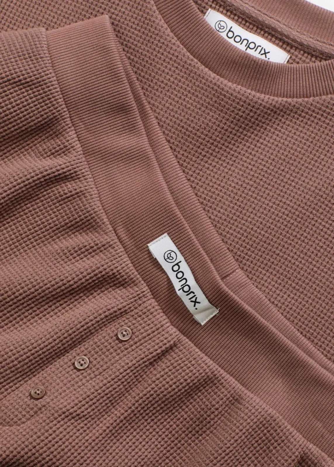 bonprix Wäsche·Homewear|Wäsche·Nachtwäsche|Oversized Loungewear Shorty Hausanzug aus Waffeljersey matt braun