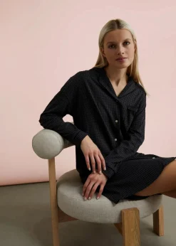 bonprix Wäsche·Basics|Wäsche·Nachtwäsche|Oversized Nachthemd aus reiner Baumwolle schwarz/grau gemustert