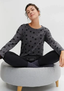 bonprix Wäsche·Nachtwäsche|Nachtwäsche|Oversized Pyjama mit Leggings schiefergrau/schwarz