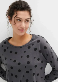 bonprix Wäsche·Nachtwäsche|Nachtwäsche|Oversized Pyjama mit Leggings schiefergrau/schwarz