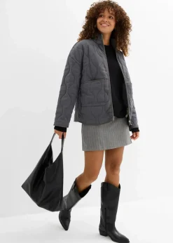 bonprix Jacken & Mäntel|Bekleidung·Hosen|Oversized Steppjacke schiefergrau washed